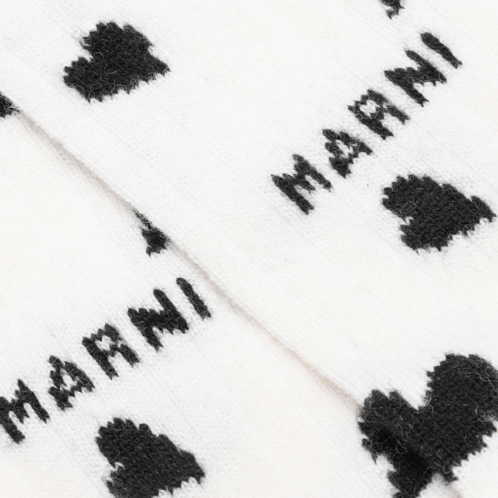 Heart Motif Wool Socks Talc