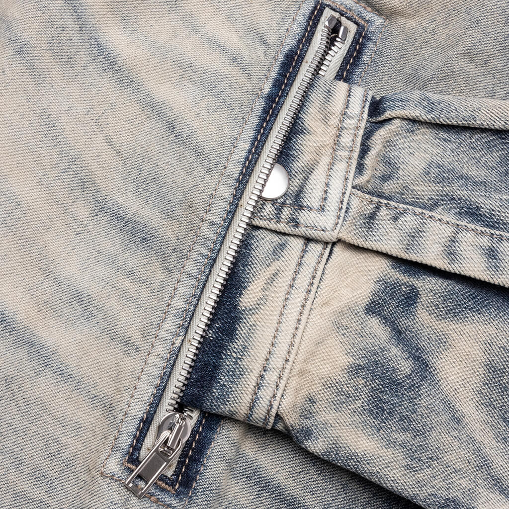 Concealed Zipfront Denim Jacket Mineral Pearl