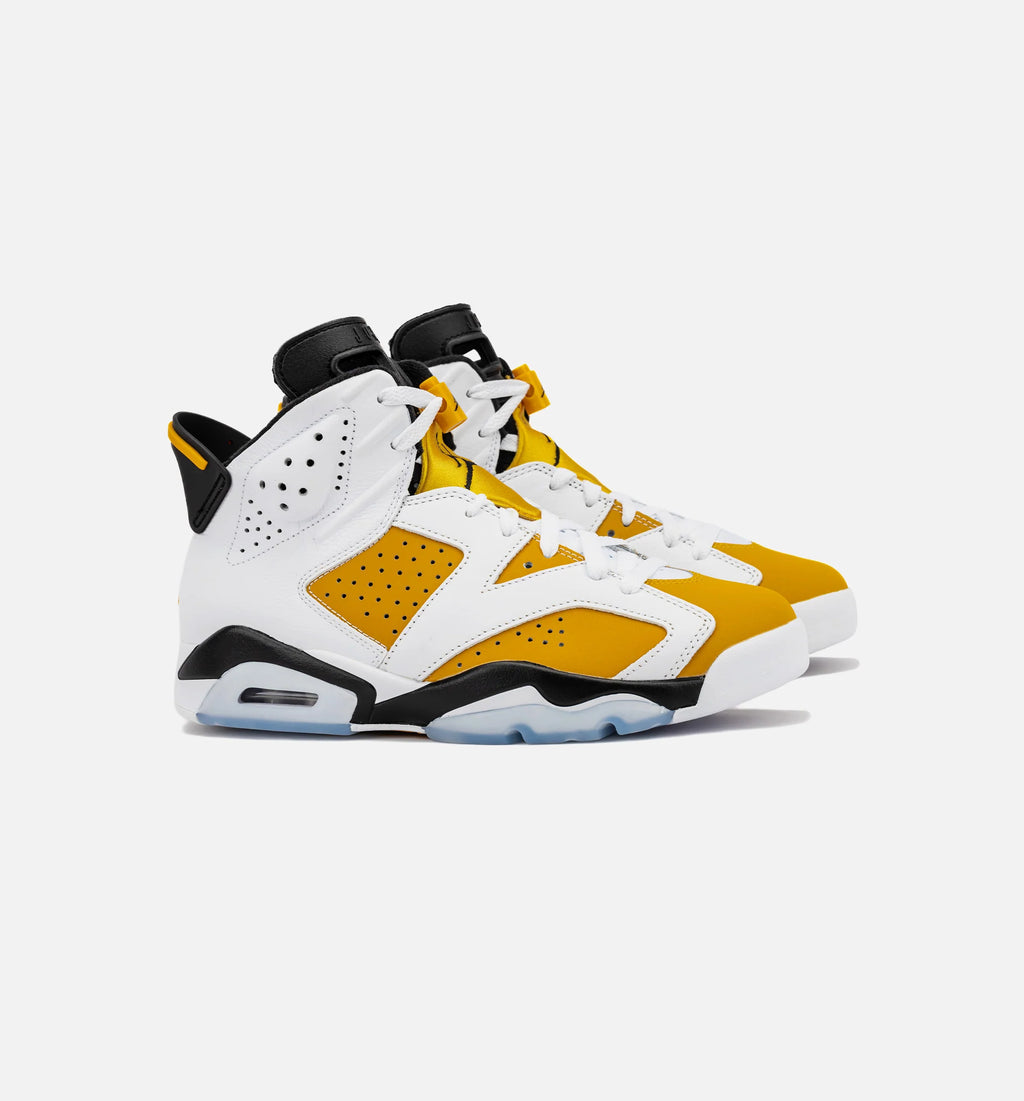 Air Jordan 6 Retro Yellow Ochre Mens Lifestyle Shoe White Yellow Ochre Black Free Shipping
