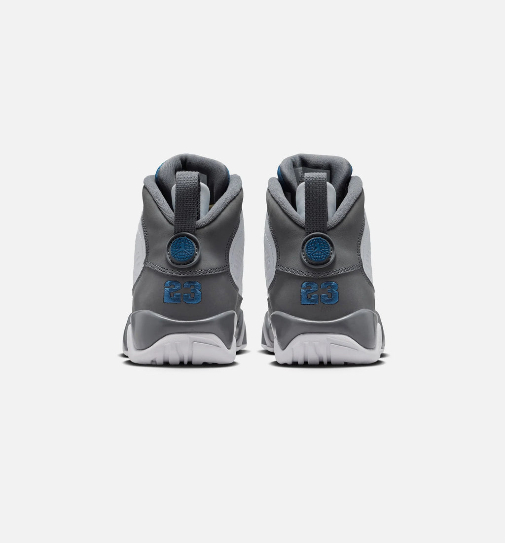 Air Jordan 9 Retro Flint Grey and French Blue Grade School Lifestyle Shoe White French Blue Flint Grey