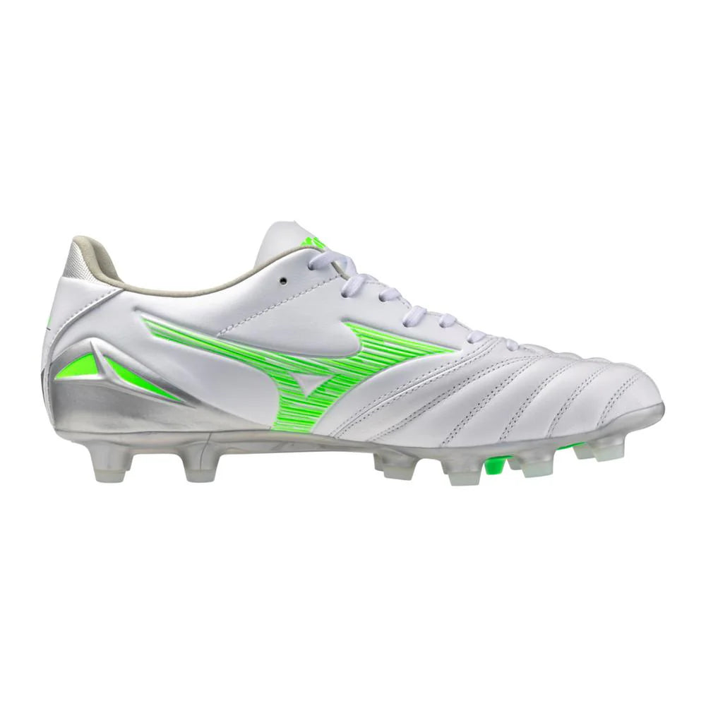 Mizuno Morelia Neo IV Pro FG Firm Ground Soccer Cleats White Neon Green