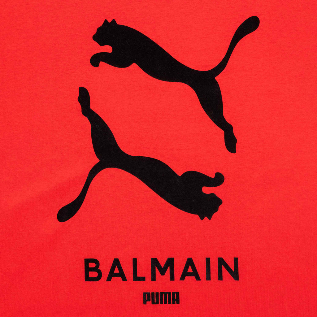 Balmain X Puma Mens Graphic T Shirt Red Black