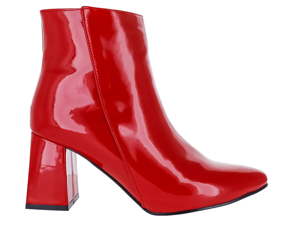 Botines Luna Rosa de Charol Rojo para Mujer