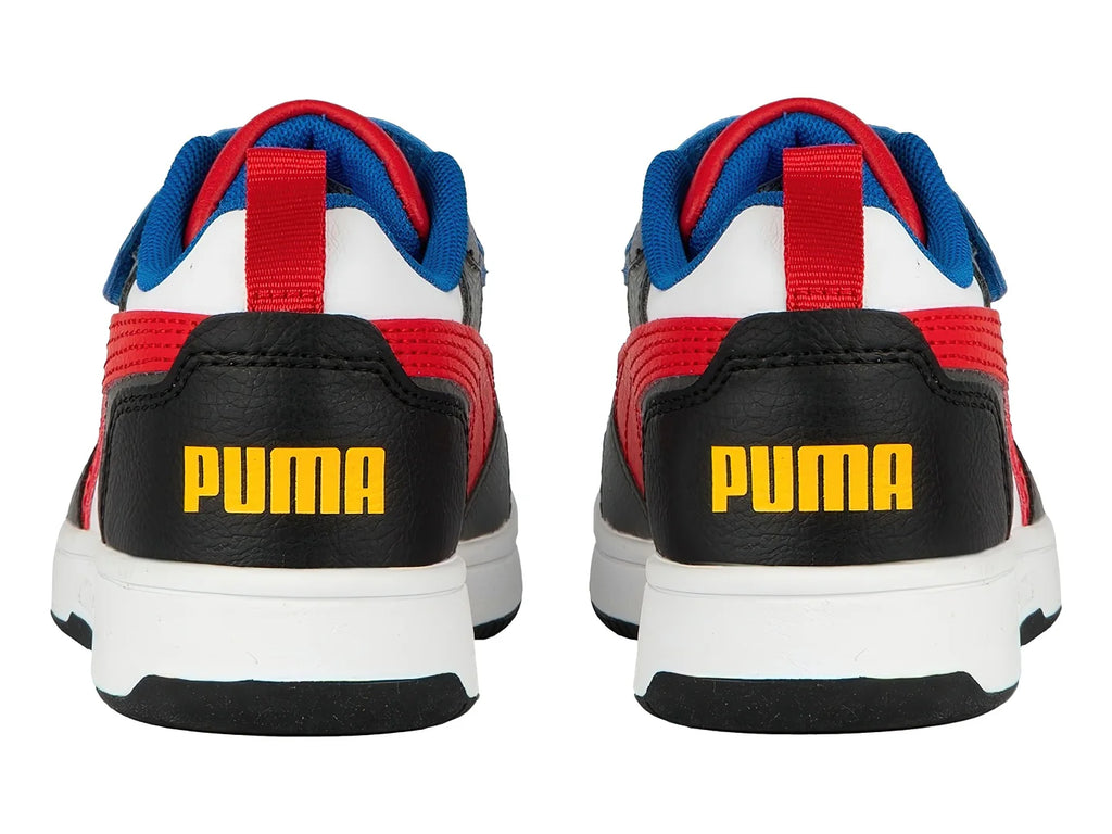Tenis PUMA Rebound V6 Lo ACPS Blanco y Rojo para Niño