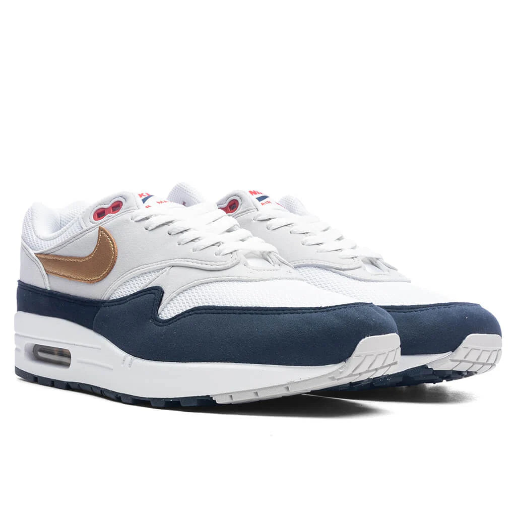 Air Max 1 Olympic Obsidian Metallic Gold White