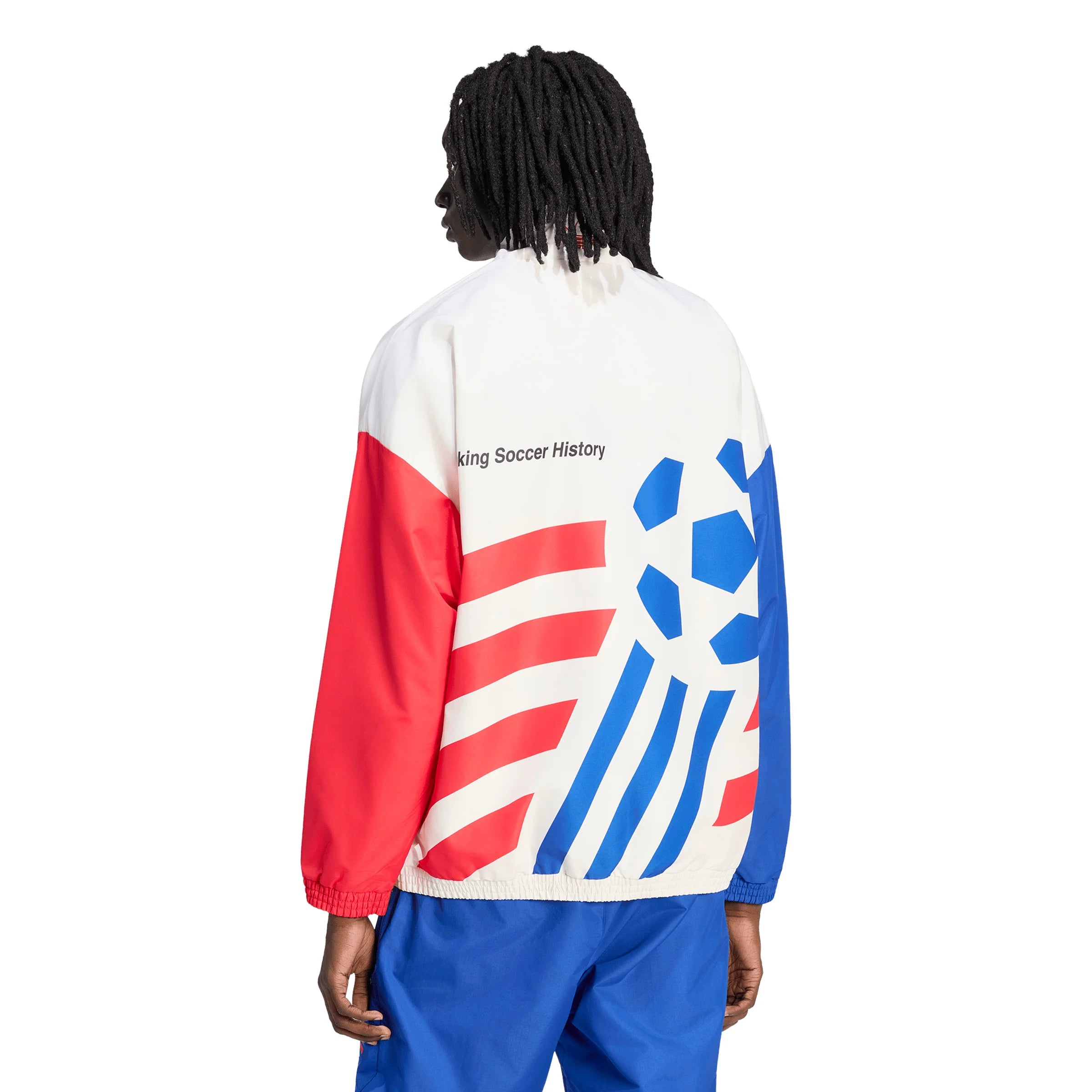 adidas Graphic Woven Mens Soccer Track Top White Blue Red