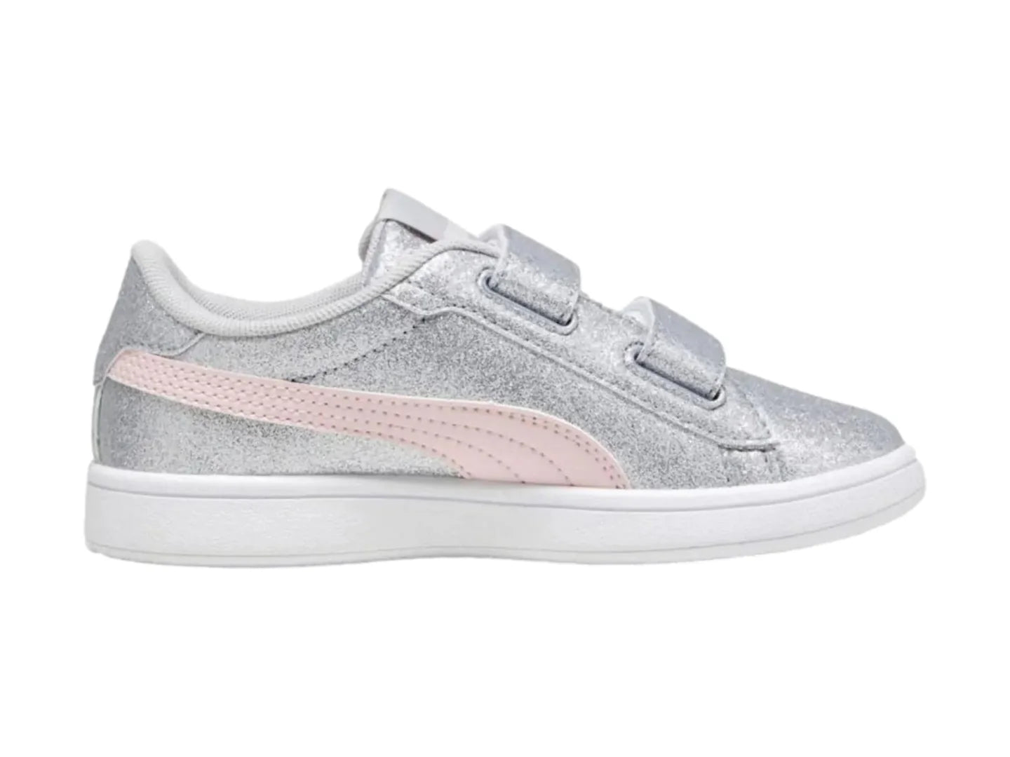 Tenis PUMA Smash 30 Glitz Glam Plata y Rosa para Niña