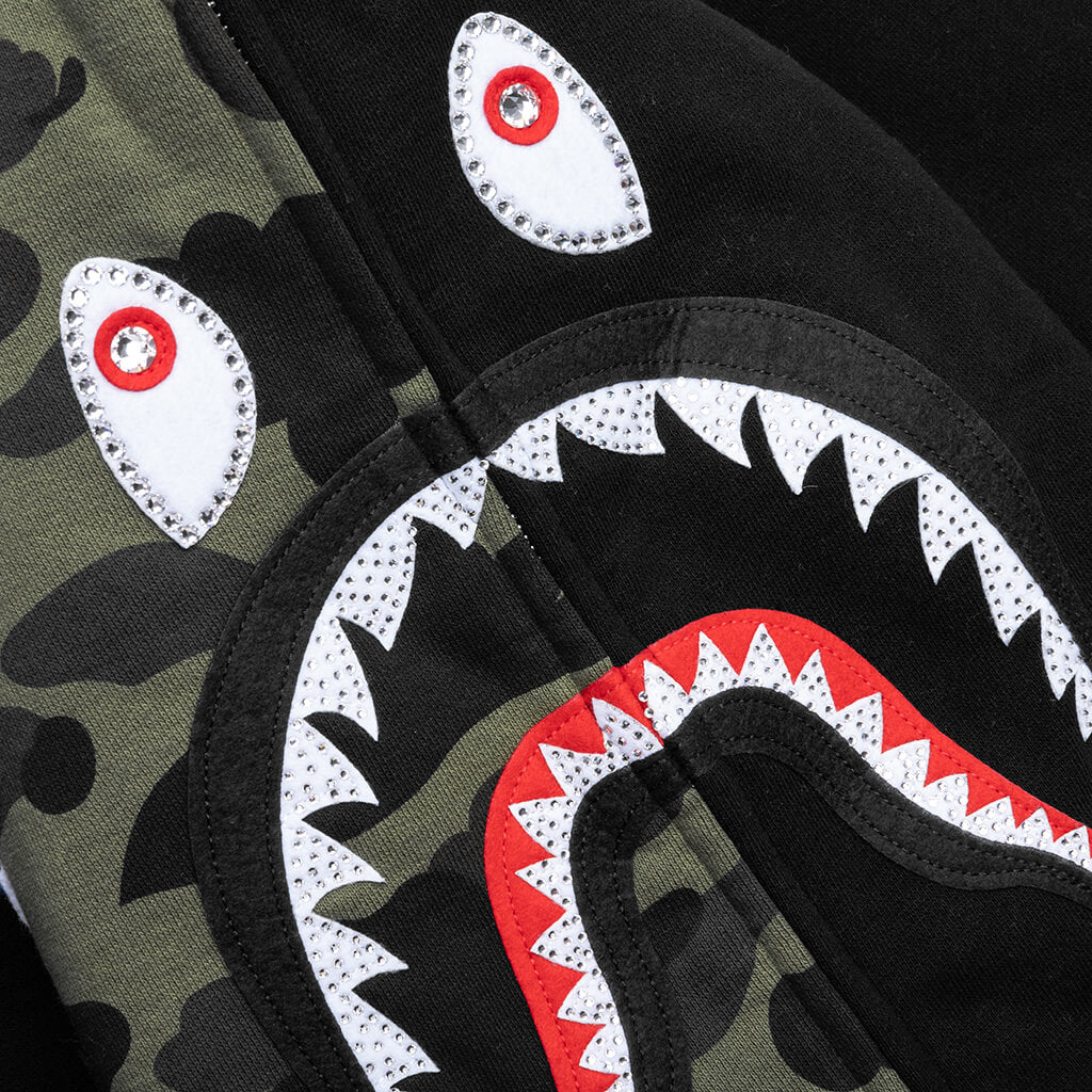 1st Camo Swarovski Shark Full Zip Hoodie Black