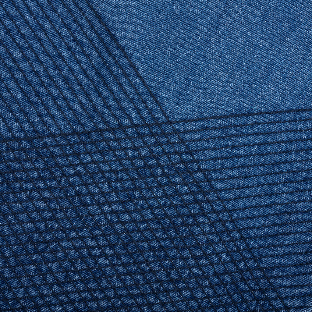 Grid Embroidered Baggy Jeans Indigo