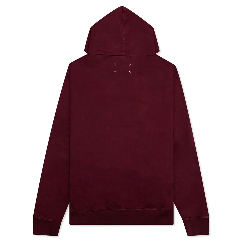 Logo Embroidered Long Sleeved Hoodie Burgundy