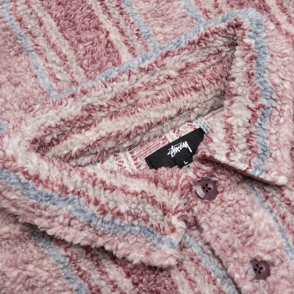 Stripe Sherpa Shirt Berry