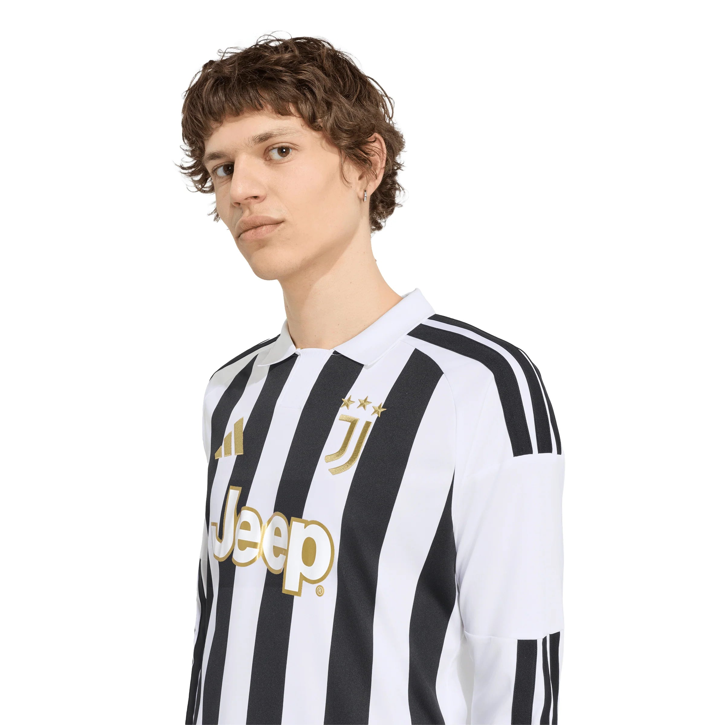 adidas Juventus Home Long Sleeve Mens Soccer Jersey 26 27 White Black