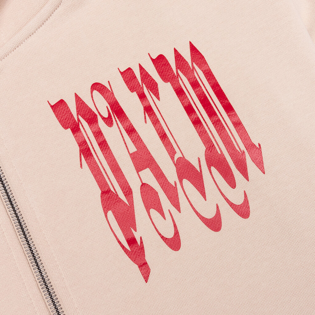 Gothic Logo Zipped Crew Light Beige Red
