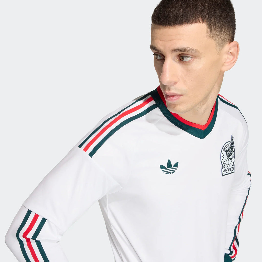adidas Mexico Away Long Sleeve Mens Soccer Jersey 2026 White