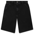 Single Knee Short Black Stone Washed
