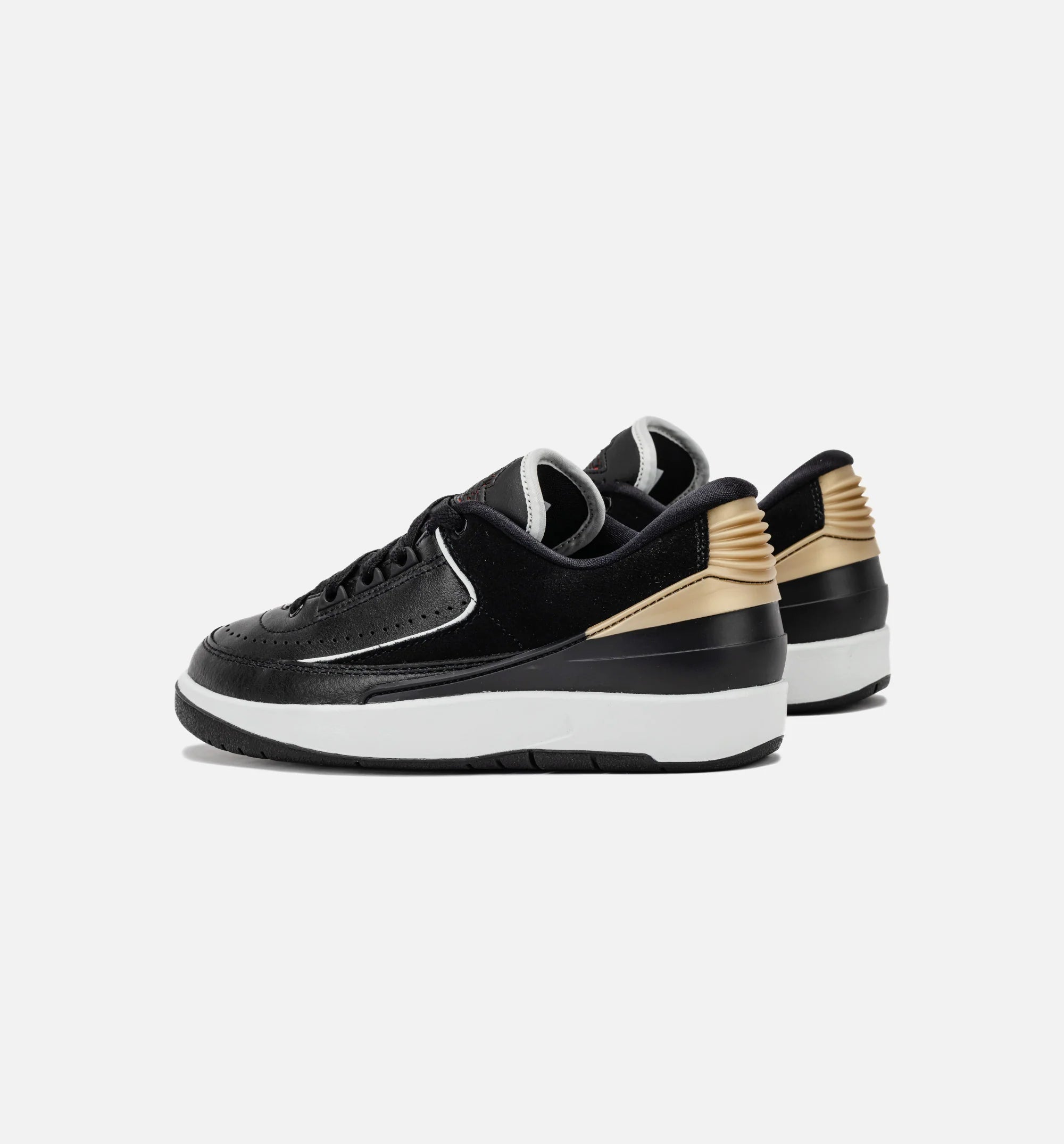Air Jordan 2 Retro Low Black Varsity Red Womens Lifestyle Shoe Black Varsity Red Metallic Gold Off White