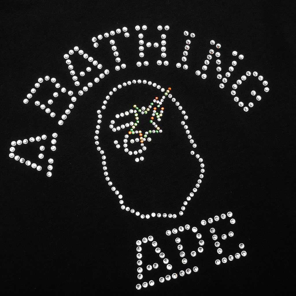 Rhinestone College Relaxed Fit Tee Black