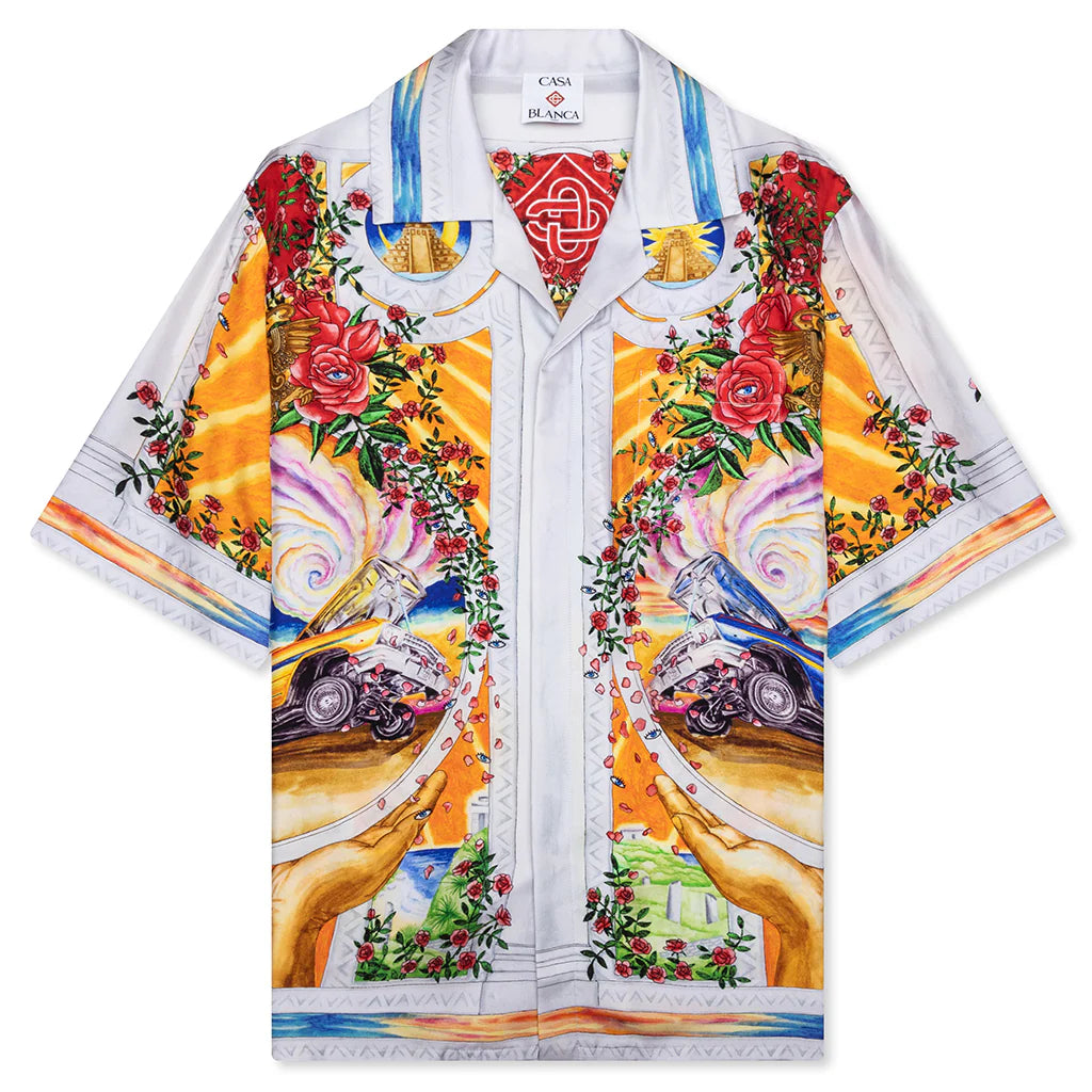 Short Sleeve Cuban Collar Shirt A Tournade De Rose