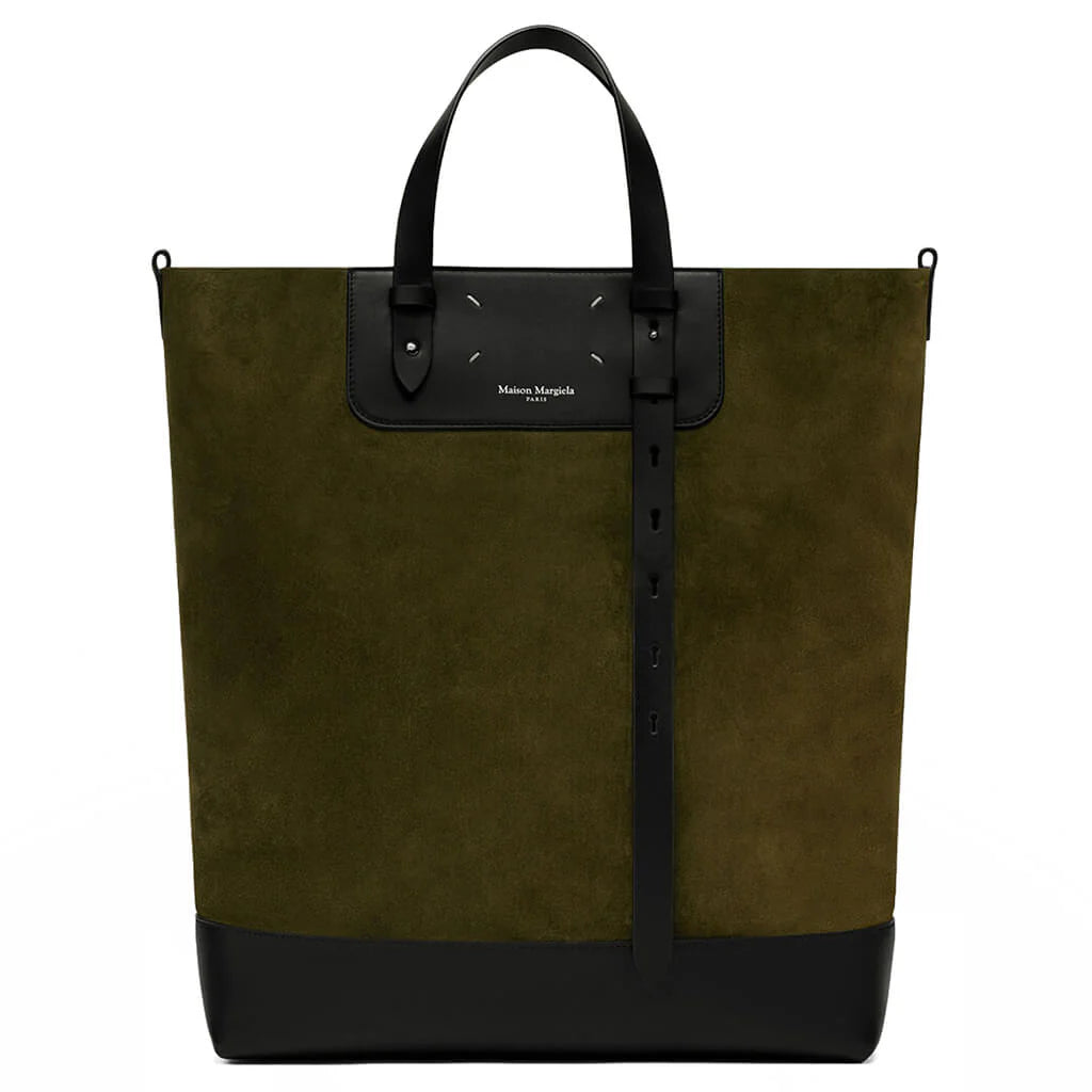 Vertical Shopping Bag Khaki Black