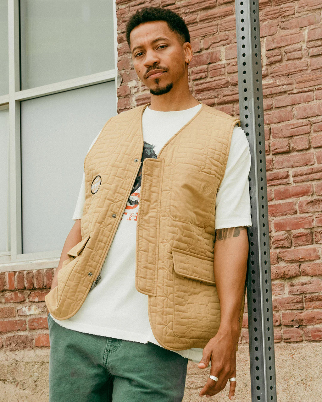 HTG Quilted Mens Vest Brown