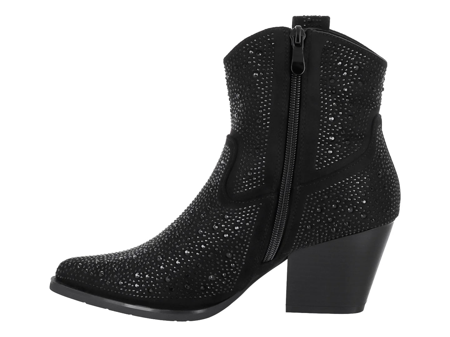 Botines Roze Negros con Pedrería para Mujer
