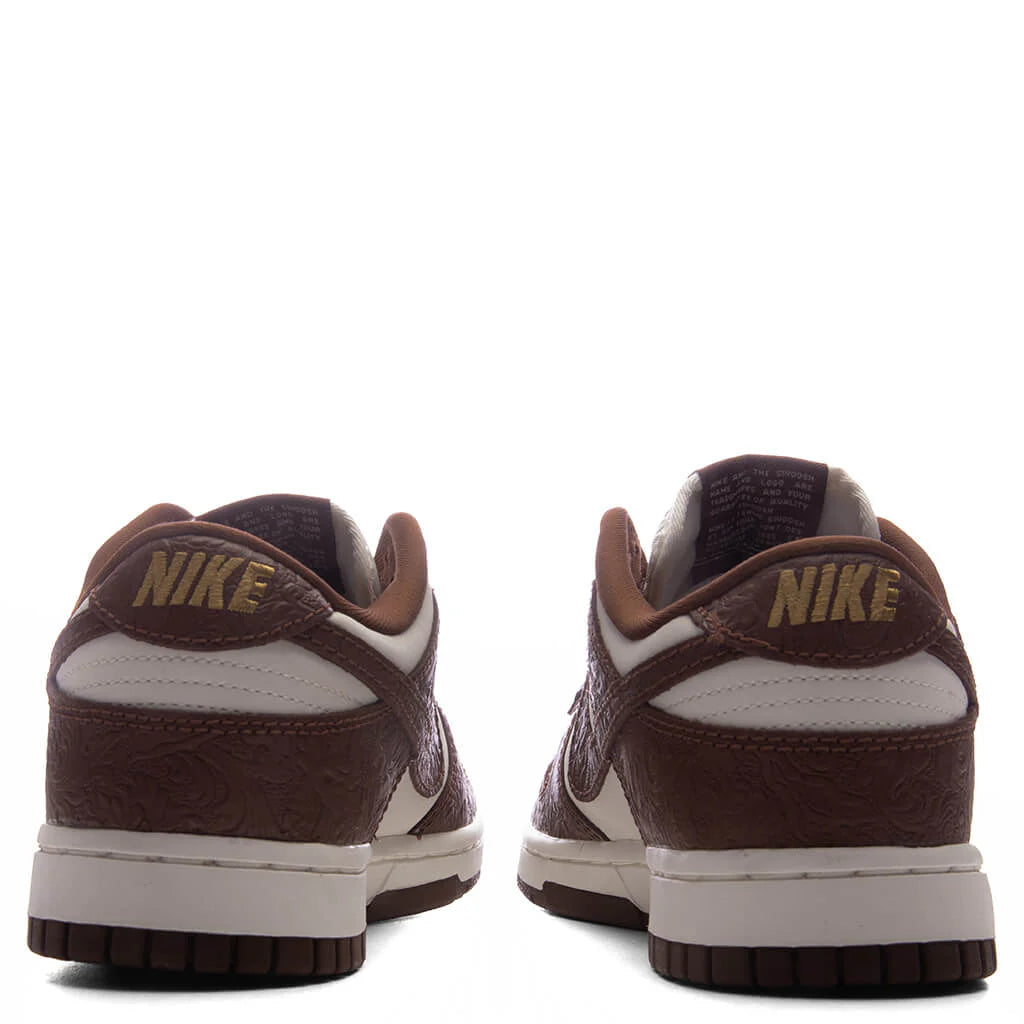 Womens Dunk Low Embossed Baroque Sail Fauna Brown Metallic Gold