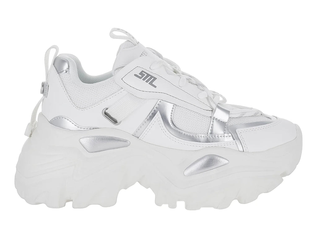 Tenis Steve Madden Reckon Blanco y Plata para Mujer