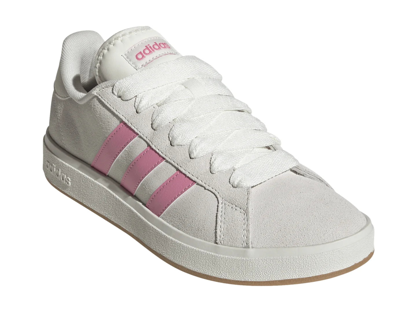 Tenis Adidas Grand Court Base 00 Blanco y Rosa para Mujer