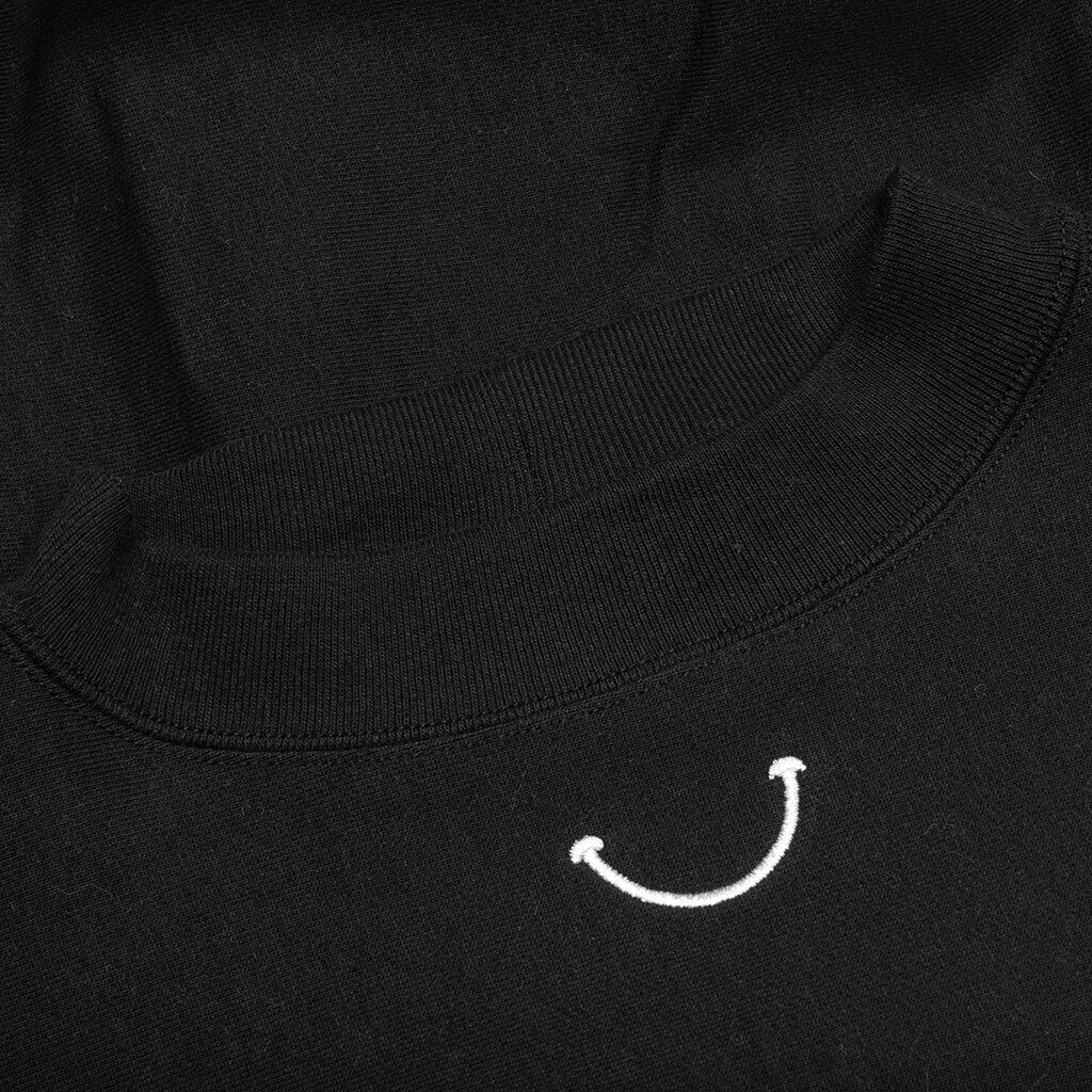 Mock Neck Smile Sweatshirt Black