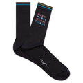 Black Ribbed Cotton Socks With Multicoloured Logos Black