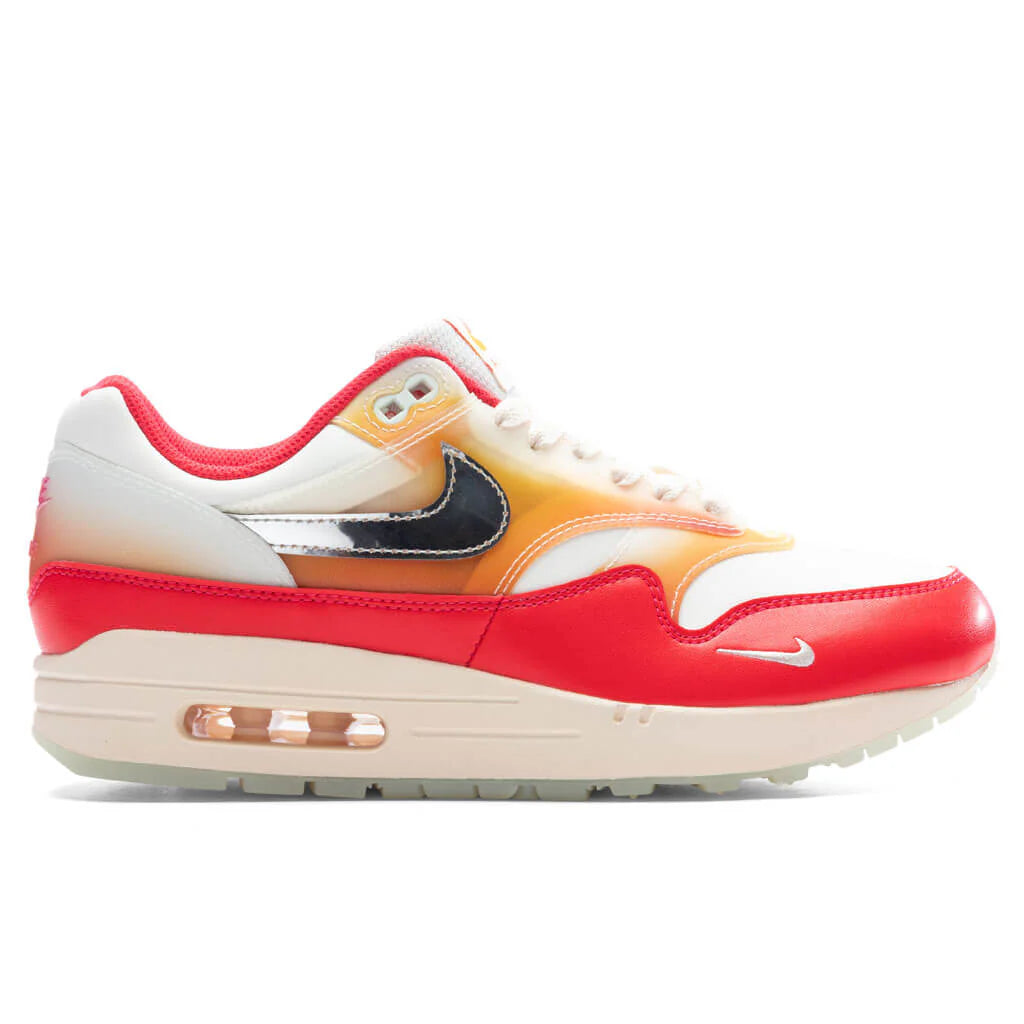 Womens Air Max 1 87 PRM Soft Vinyl Sail Metallic Silver Siren Red