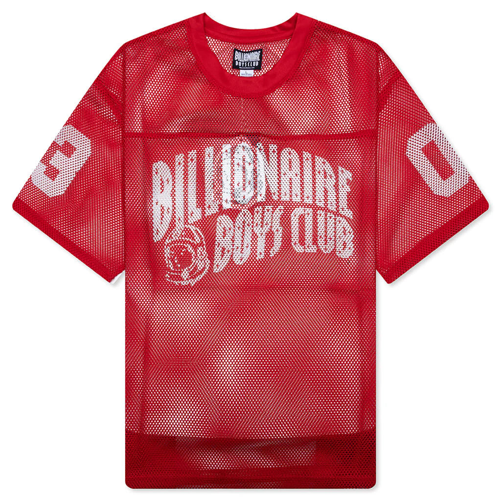 Varsity S S Crop Fit Knit Football Jersey Red