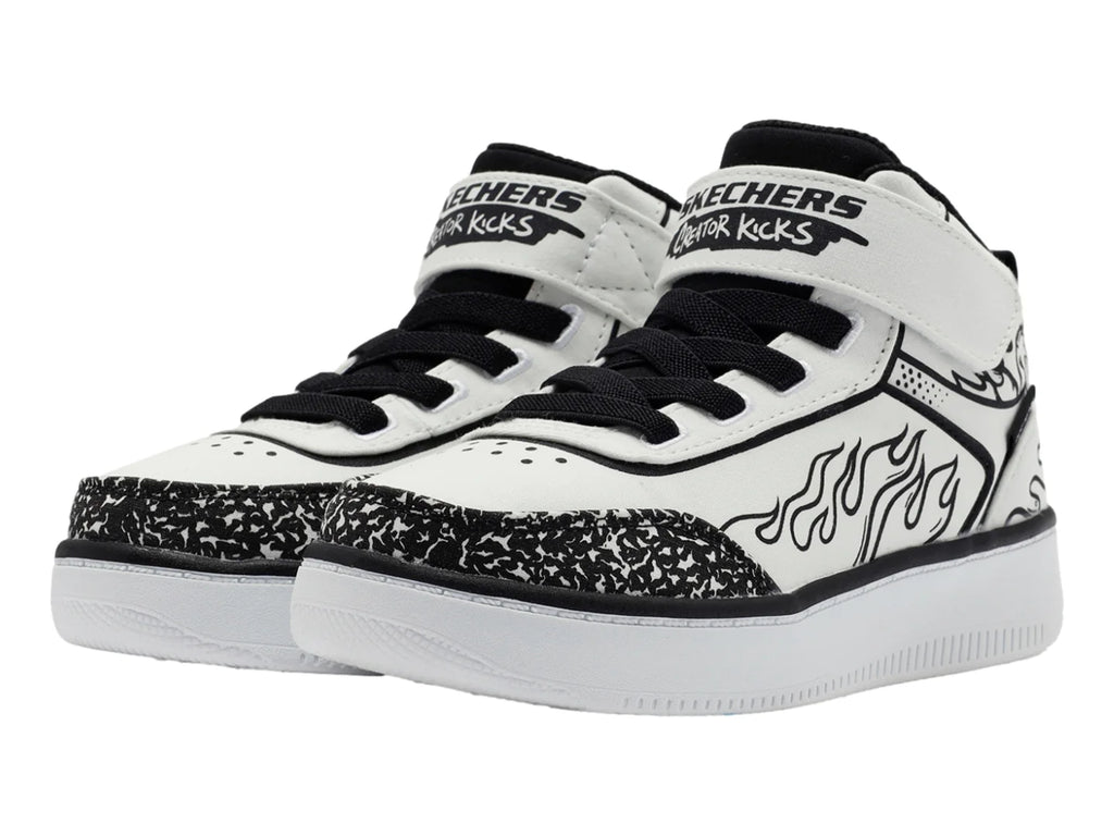 Tenis Skechers Sport Court 92 Blanco y Negro para Niño