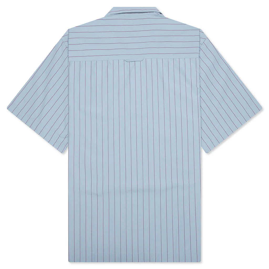 S S Hendry Shirt Seaton Stripe Frosted Blue Mulberry