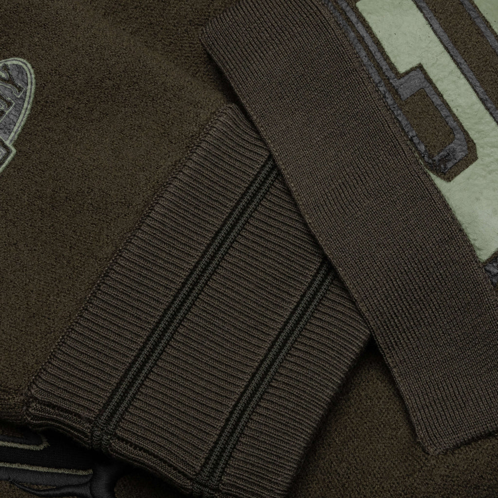 Hooded Varsity Jacket Military Green