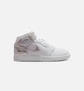 Air Jordan 1 Mid SE Grade School Lifestyle Shoe White Field Silver