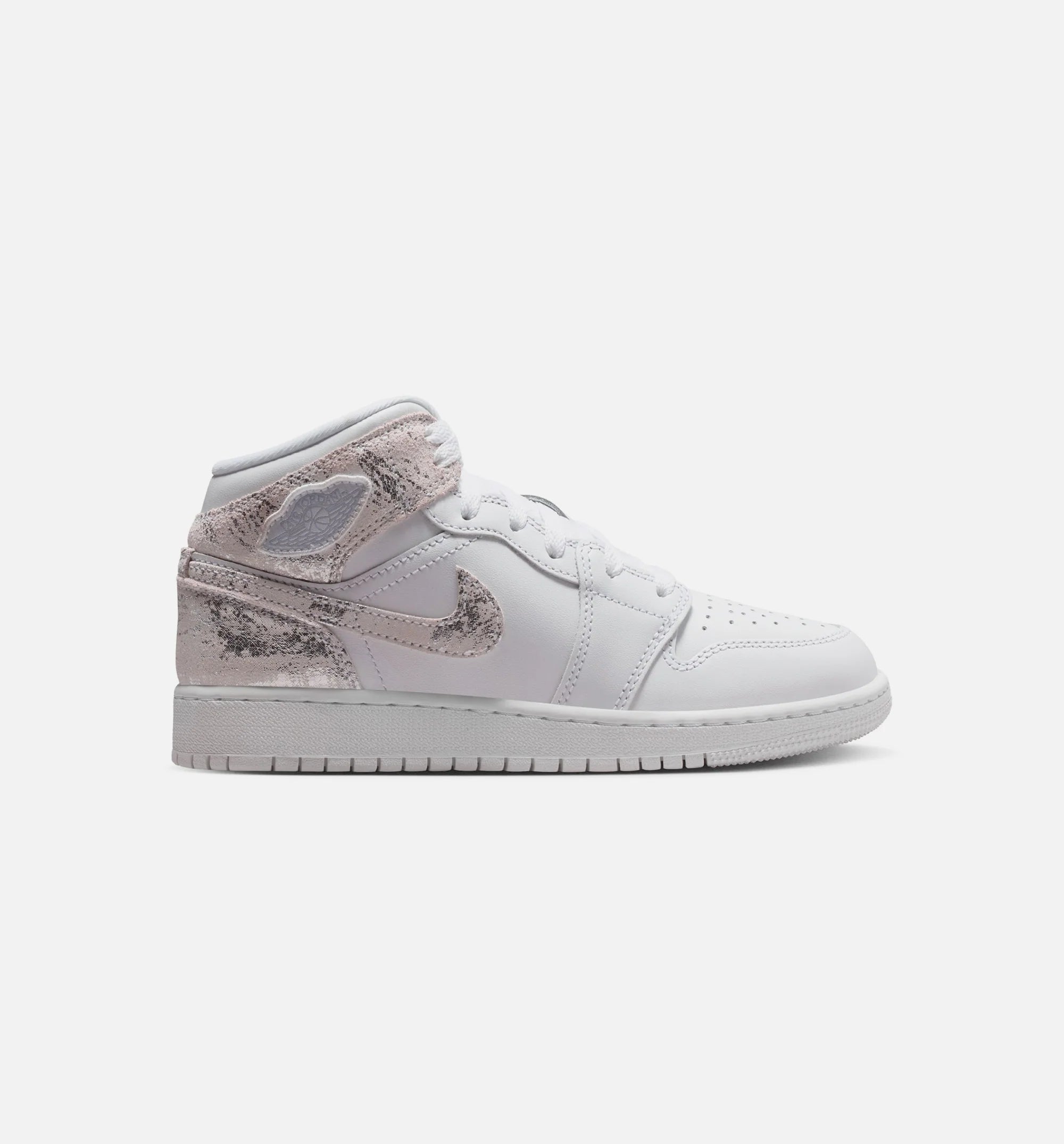 Air Jordan 1 Mid SE Grade School Lifestyle Shoe White Field Silver