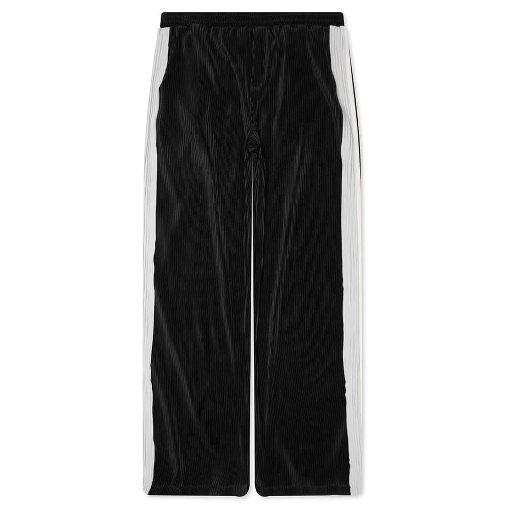 Weave Trim Pleat Pants Black Blue