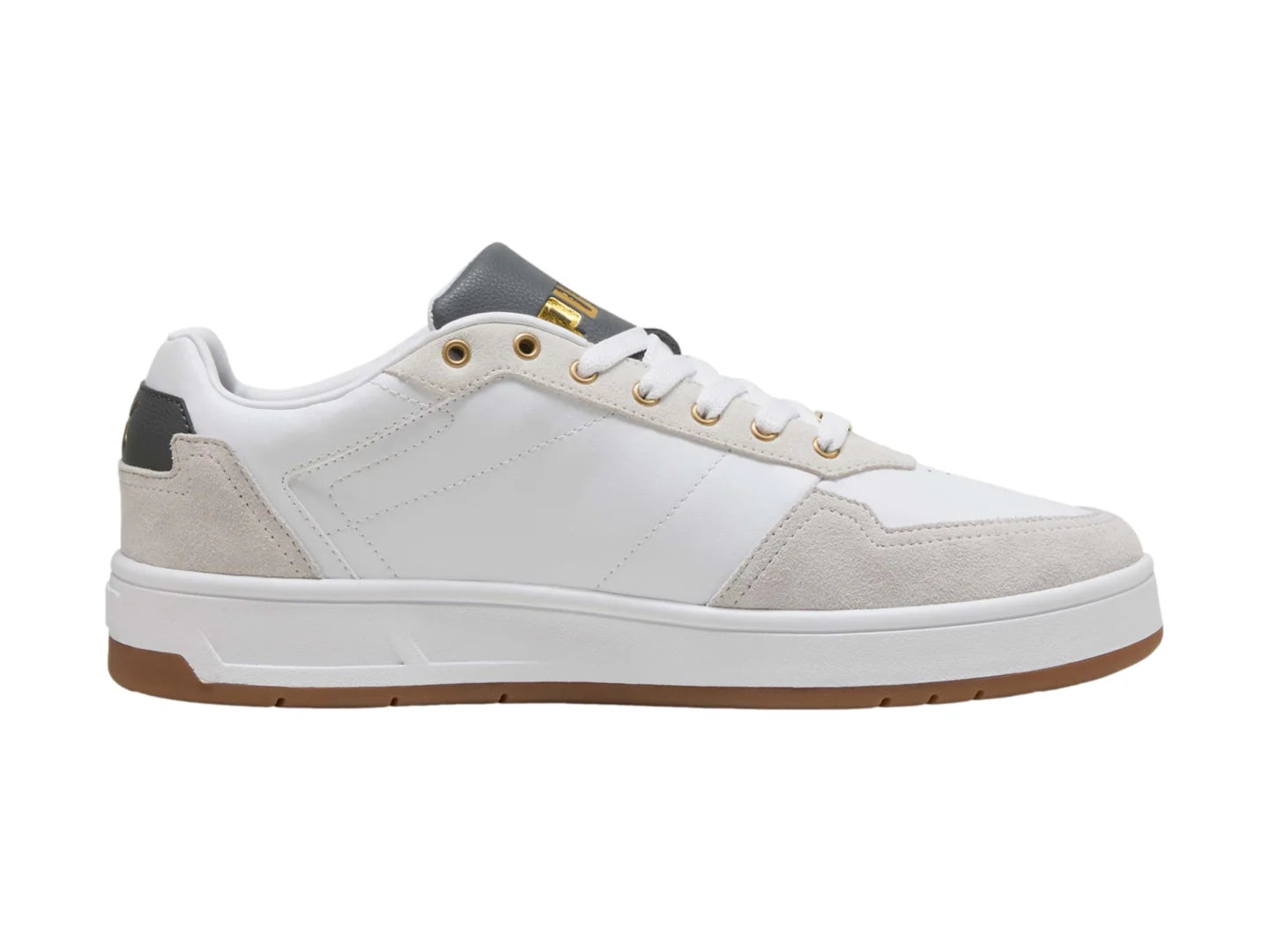 Tenis PUMA Court Classic Lux SD Blanco y Gris para Hombre