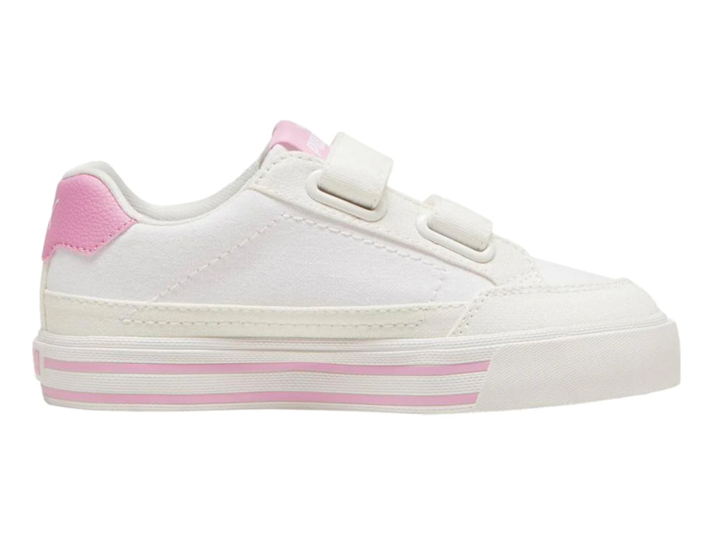 Tenis Puma Court Classic Blanco y Rosa para Niña