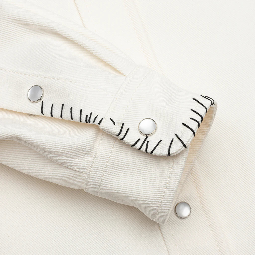 White Drill Shirt With Mending Lily White