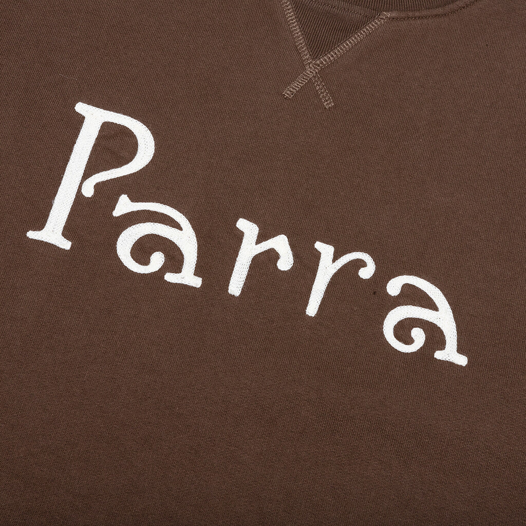 Weird Trad Logo Crew Neck Sweatshirt Brown