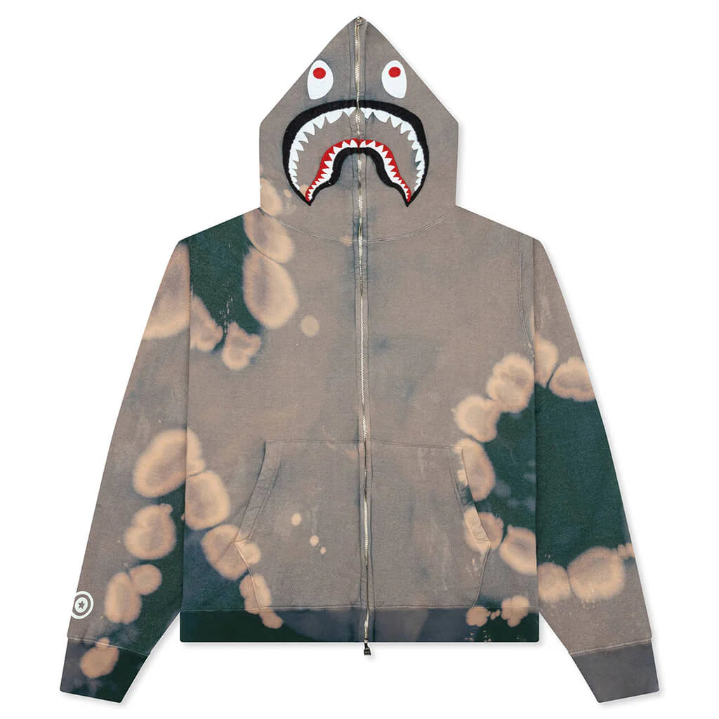 Hand Dye Shark Full Zip Hoodie Green
