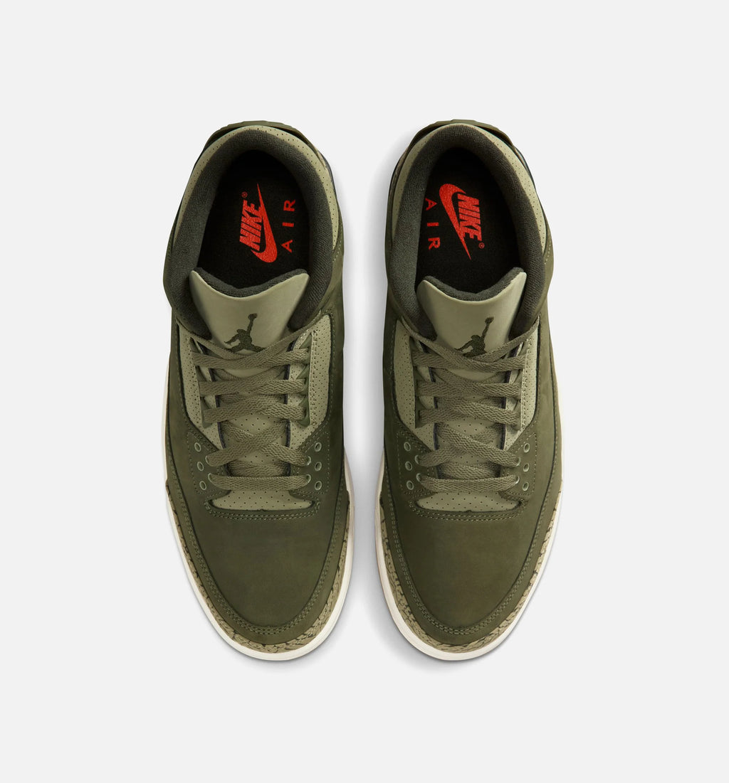 Air Jordan 3 Retro Medium Olive Mens Lifestyle Shoe Medium Olive Sequoia Neutral Olive Sail Total Crimson