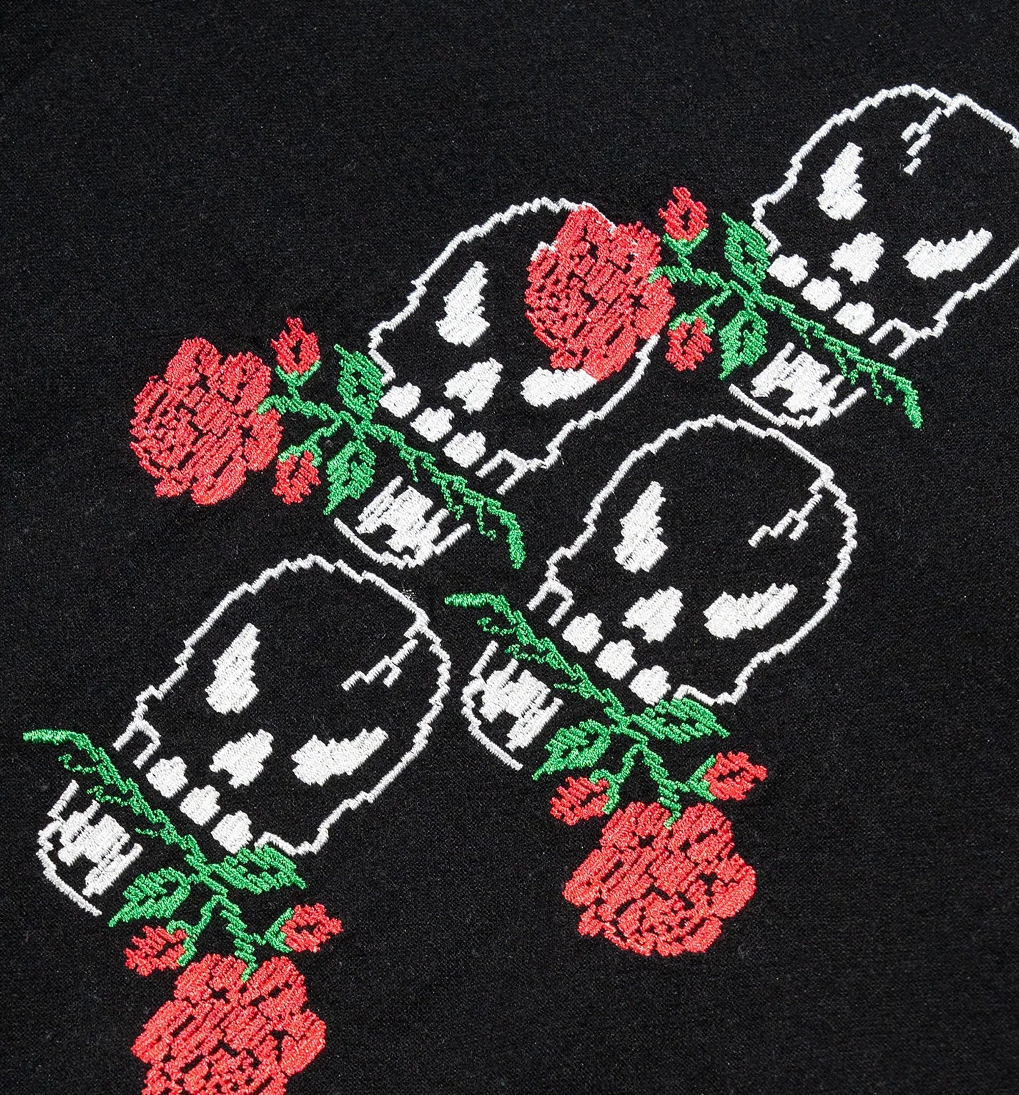 Magic Embroidered Button Down Mens Short Sleeve Shirt Black