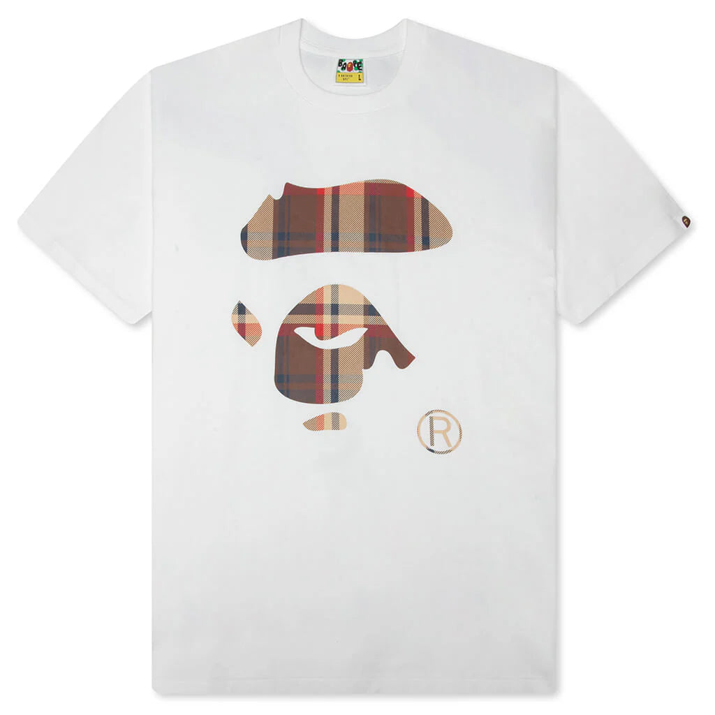 BAPE Check Ape Face Tee White Red