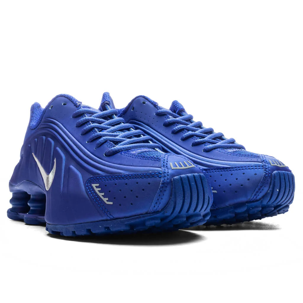 Womens Shox R4 Racer Blue Metallic Silver