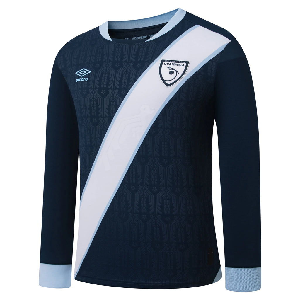 Umbro Guatemala Away Long Sleeve Mens Soccer Jersey 26 Navy
