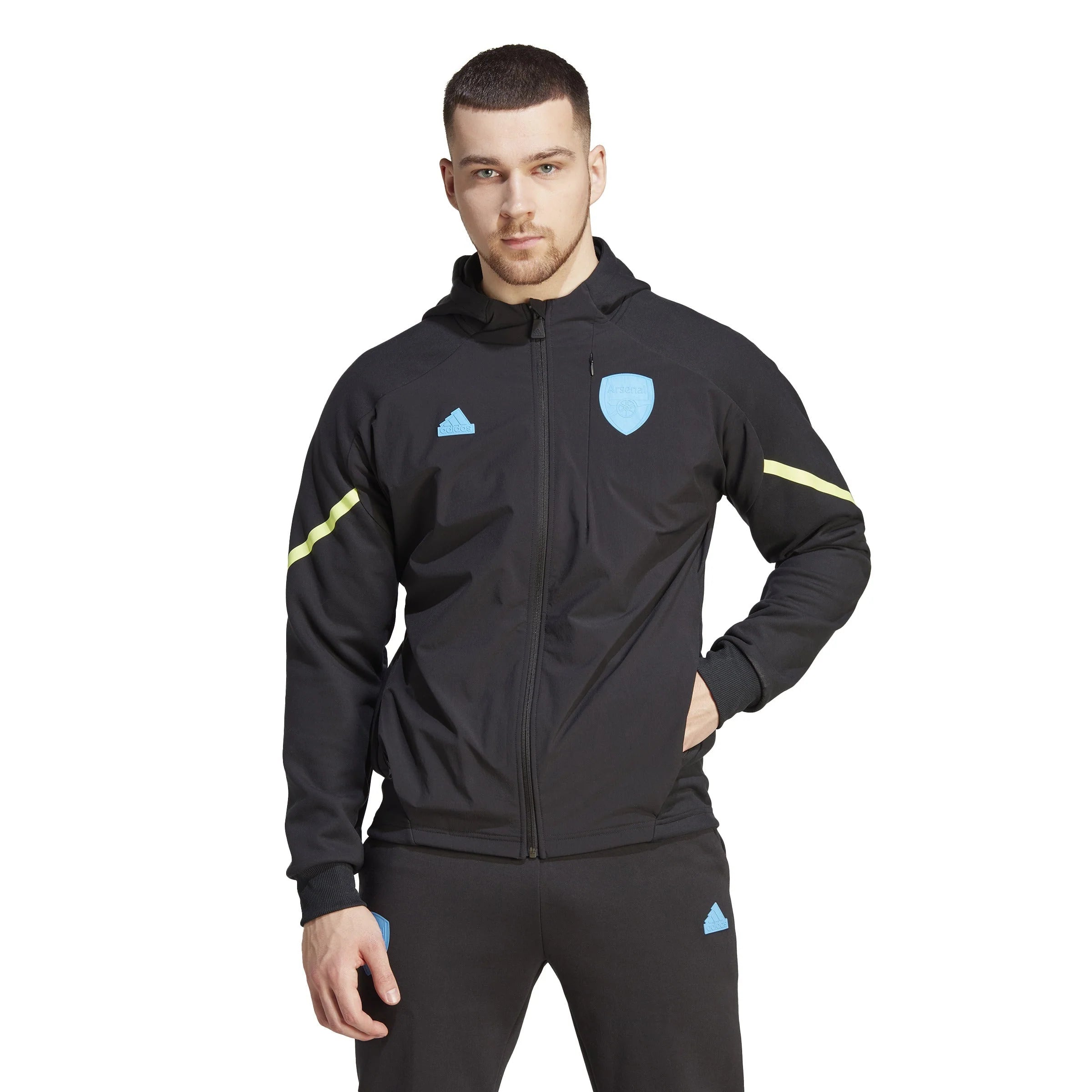 adidas Arsenal Designed for Gameday Full Zip Hoodie 23 24 Black