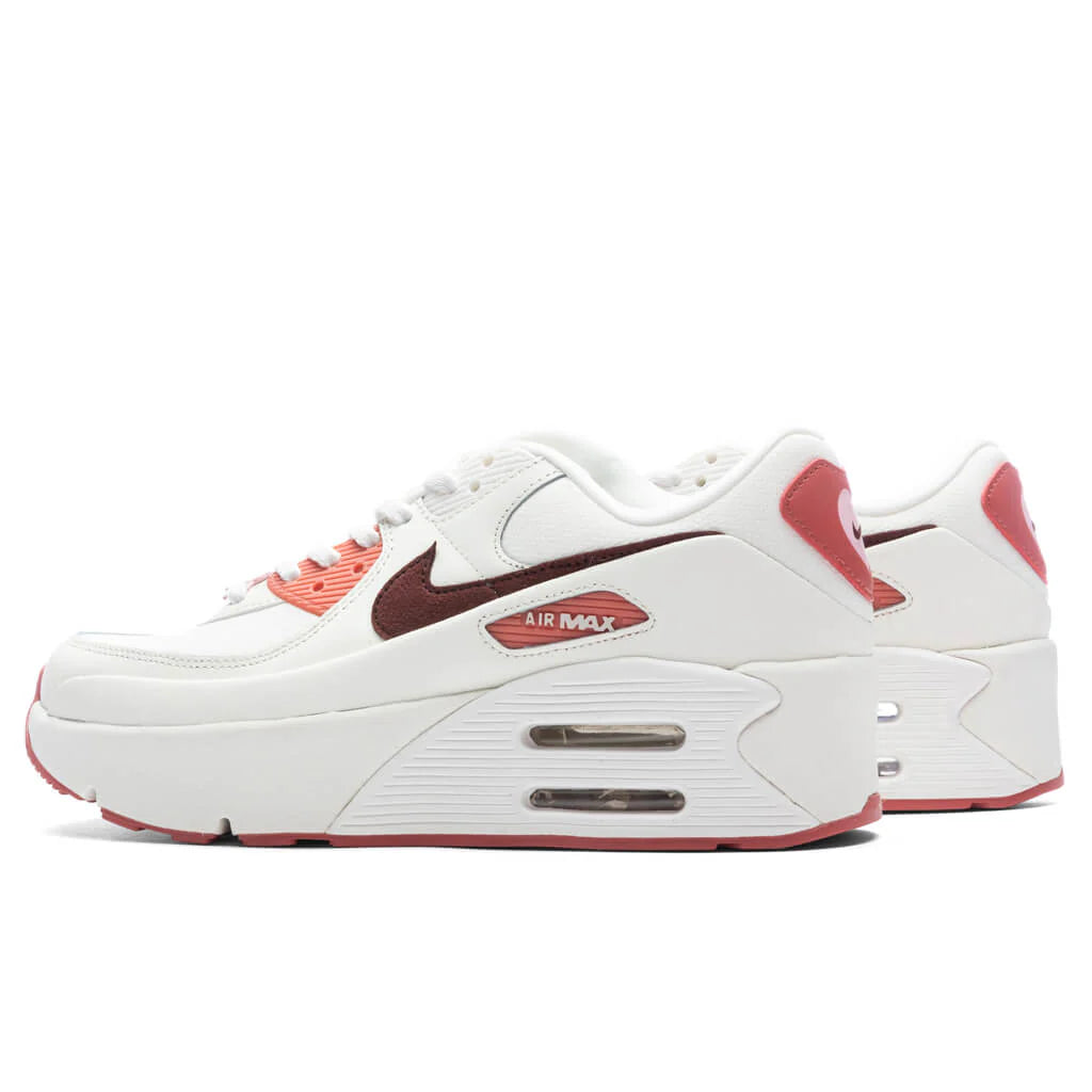 Womens Air Max 90 LV8 SE Valentines Day Sail Dark Team Red Soft Pink
